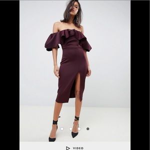 Off shoulder high split dress